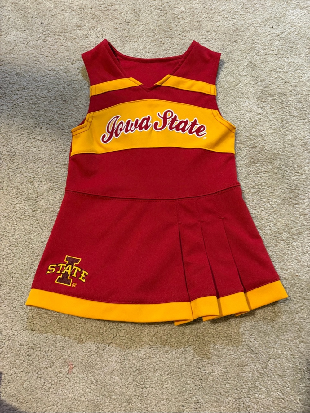 Iowa state cyclone Girls Cheer Dress in Cardinal and Gold